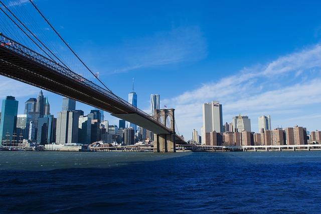 Brooklyn Bridge, one of New York's top attractions for tourists and offering views of New York's skyline.